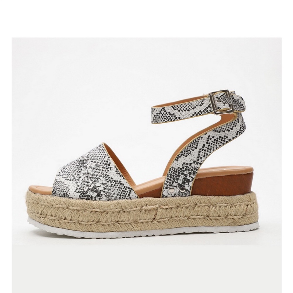 Snakeskin/ Leopard/ Tan Platform Espadrille Sandal - Picture 2 of 8